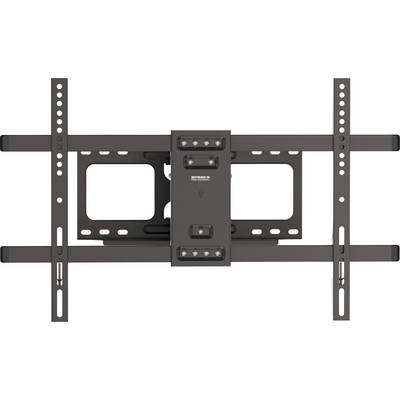 Verstelbare wandbevestigingsbeugel voor televisies met verticale rails, montageplaatje en horizontale steunstaven voor flat-screen-installatie.