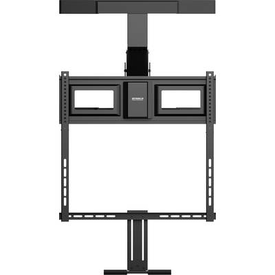 Aan de muur gemonteerde TV-beugel met lange verticale steunrails en een centraalgelegen montageplaat voor een groot flatscreen-display.