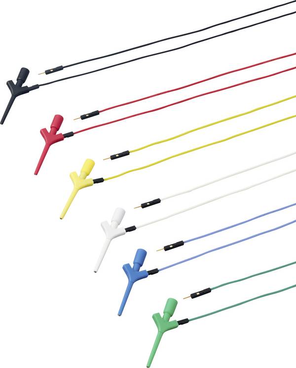 VOLTCRAFT PP-15 Connectorset Steekaansluiting 0.64 mm CAT I Rood, Zwart, Geel, Blauw, Groen, Wit