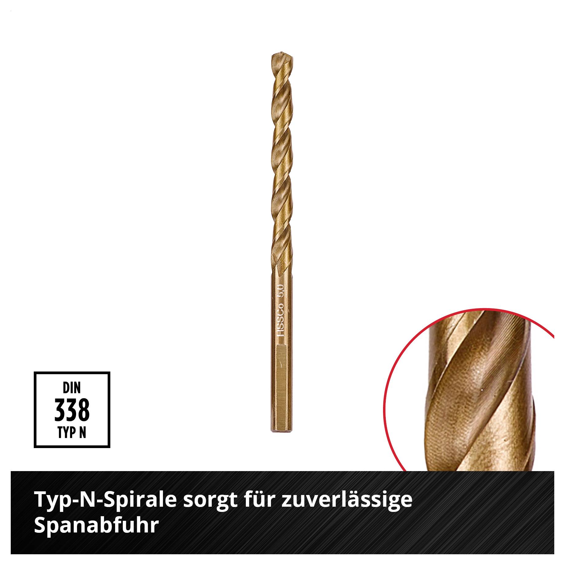 Einhell 249013 HSS-Co Metaal-spiraalboorset 1.5 mm, 2 mm, 2.5 mm, 3 mm, 3.2 mm, 3.5 mm, 4 mm, 4.5 mm, 4.8 mm, 5 mm, 5.5 -5