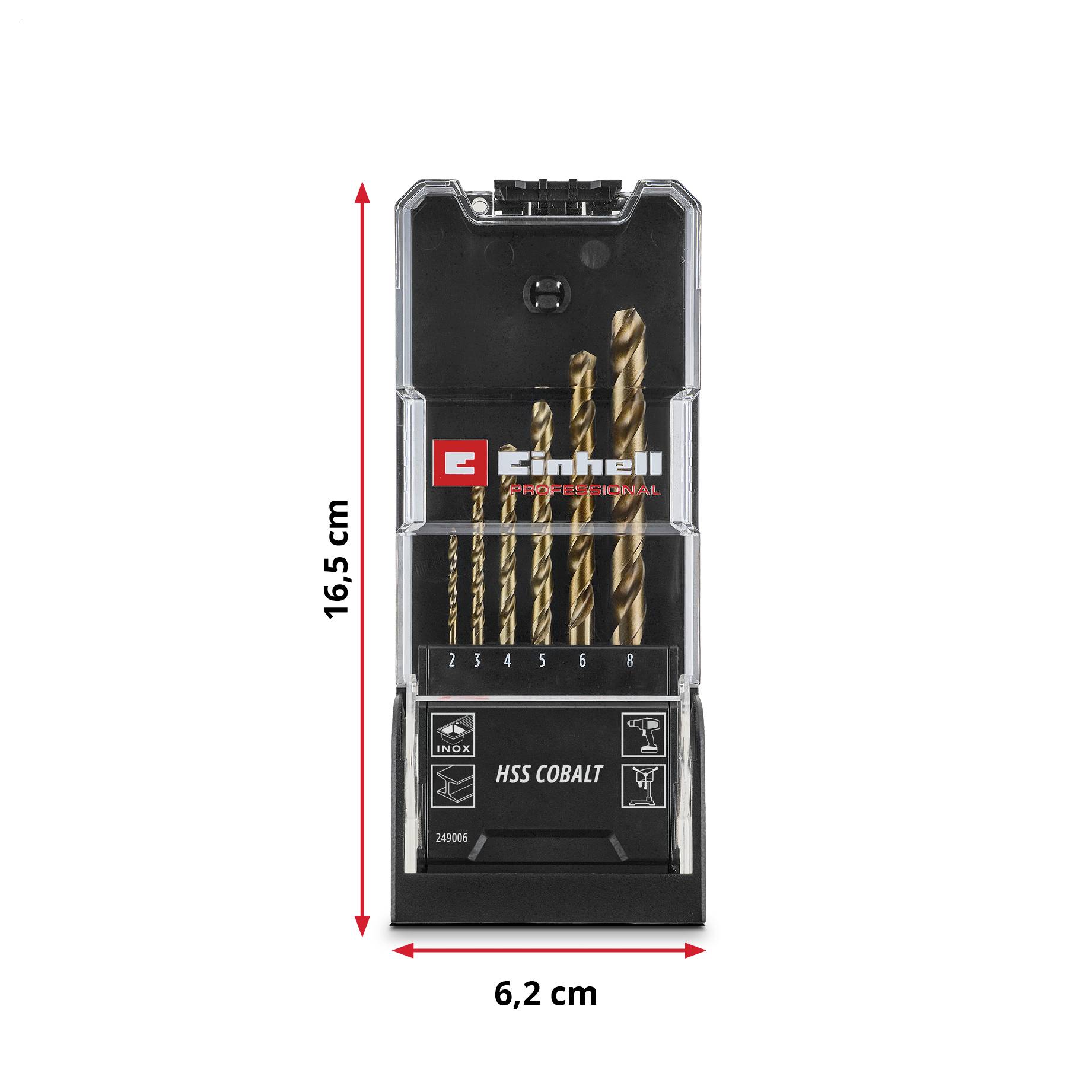Einhell 249013 HSS-Co Metaal-spiraalboorset 1.5 mm, 2 mm, 2.5 mm, 3 mm, 3.2 mm, 3.5 mm, 4 mm, 4.5 mm, 4.8 mm, 5 mm, 5.5 -12
