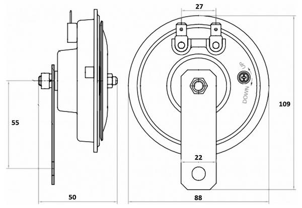 KAMAR E1161   Enkelvoudige toeter 24 V/DC