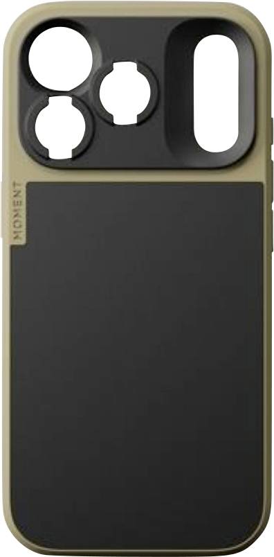 Achterkant van een telefoonhoesje met ingebouwde camera-uitgesneden delen en een groot zwart MagSafe-achtig bevestigingsgebied.