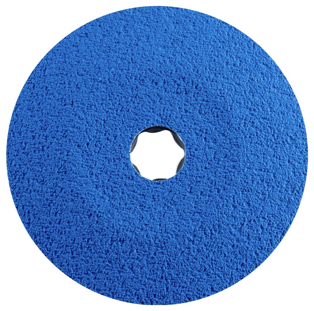 Blauw gestructureerd rond kussen met een klein gat in het midden op een witte achtergrond.