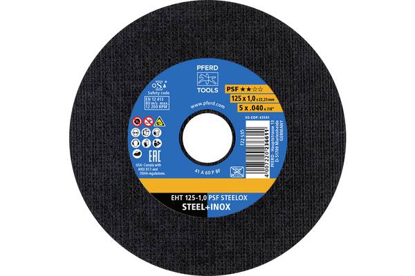 PFERD TOOLS EHT 125-1,0 PSF STEELOX (TIN 10) 69121091 Doorslijpschijf 125 mm 10 stuk(s)