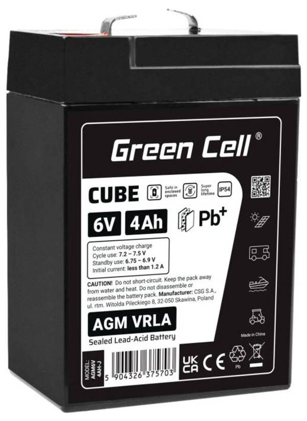 Loodaccu Green Cell GC-AGM6V4AH-J Loodvlies (AGM) 4 Ah 6 V 1 stuk(s)