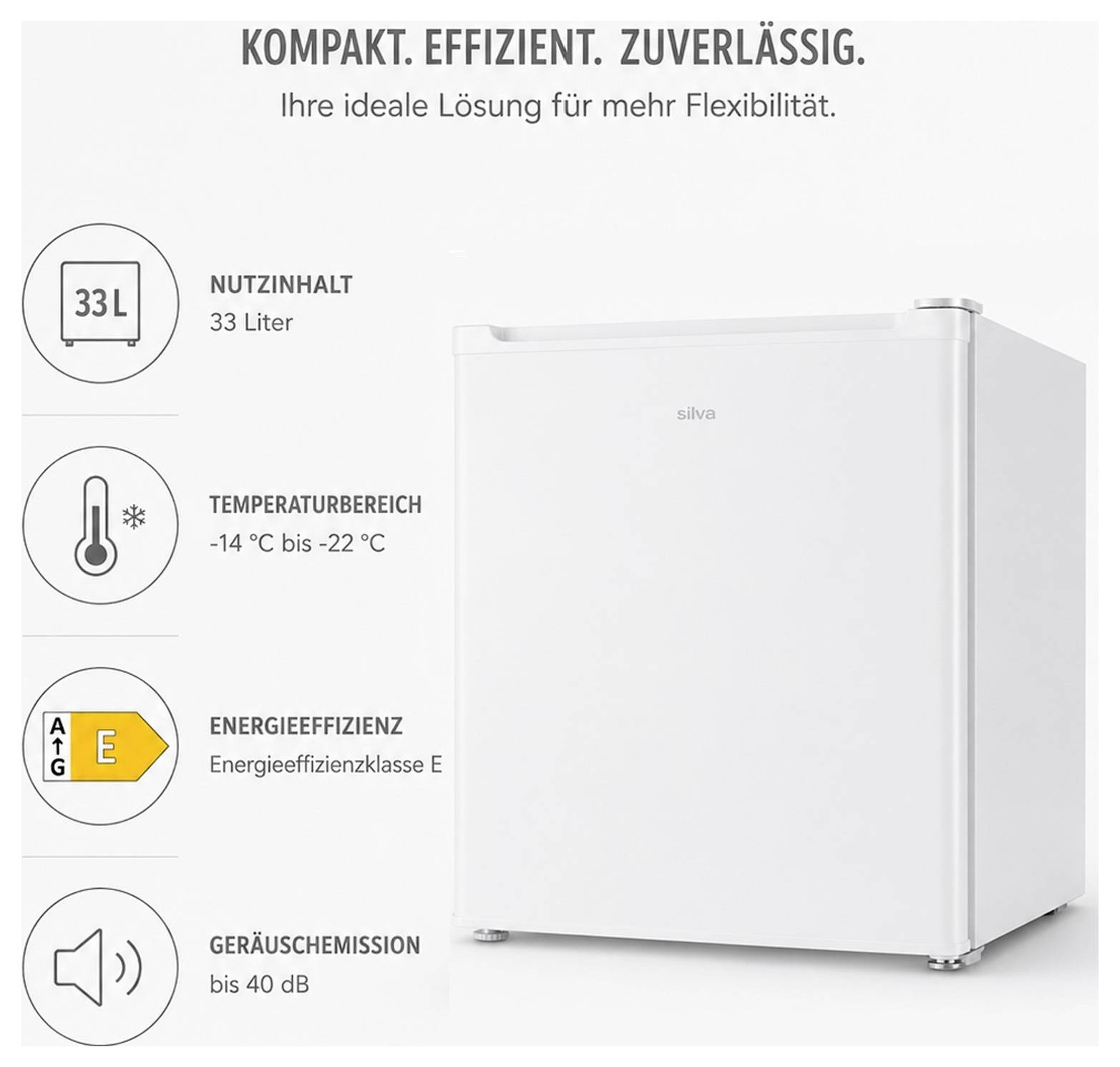 Silva Homeline GB 1565 Vrieskast Energielabel: E (A - G) 33 l Staand apparaat Wit-3