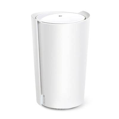 Witte cilindrische draadloze speaker met afgeronde bovenkant en subtiele verticale naad op een effen witte achtergrond.