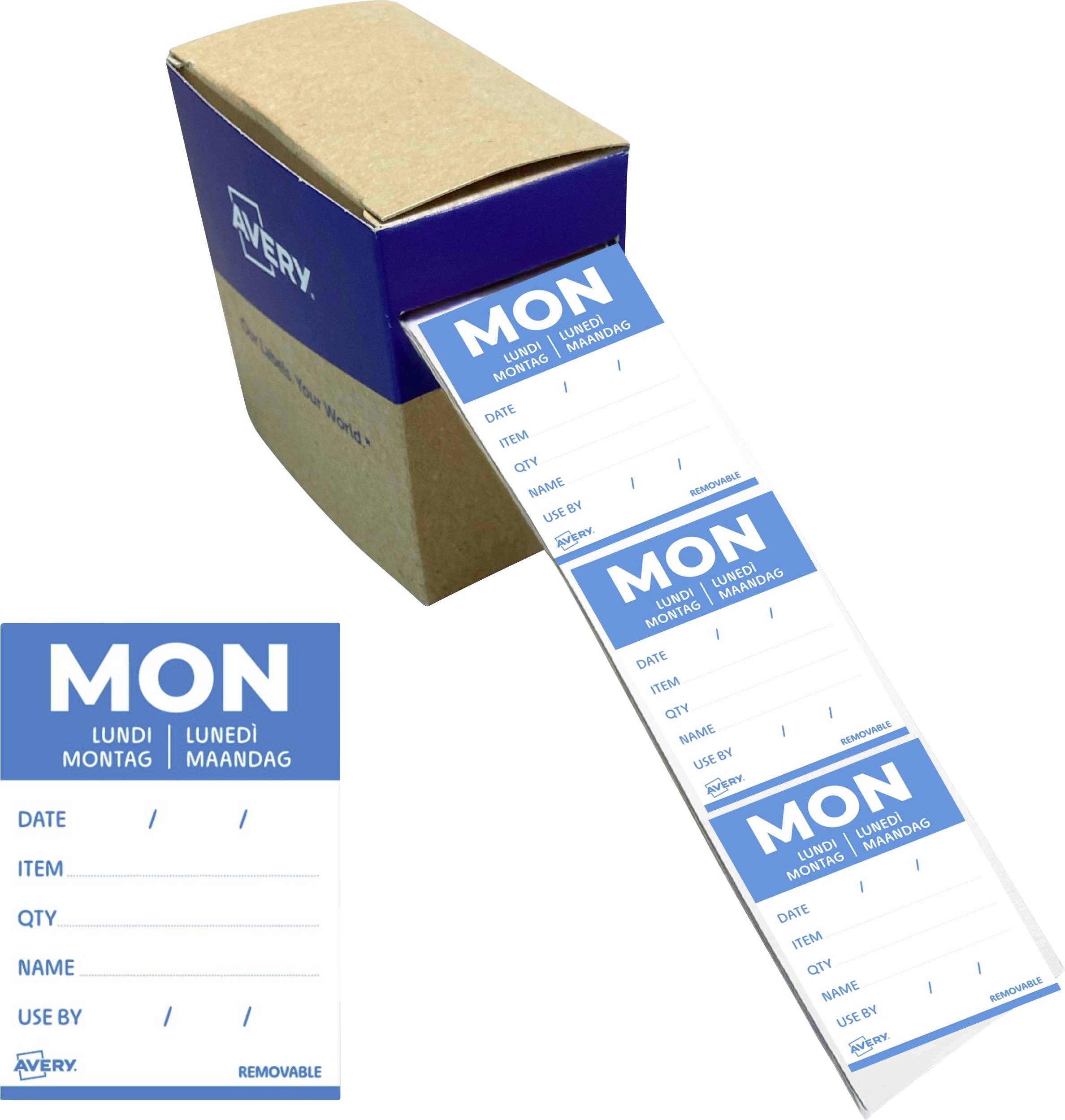 Avery-Zweckform DLDMONREV-500 Multifunctionele etiketten 40 x 56 mm Papier Blauw 1 stuk(s) Weer verwijderbaar Handschriften