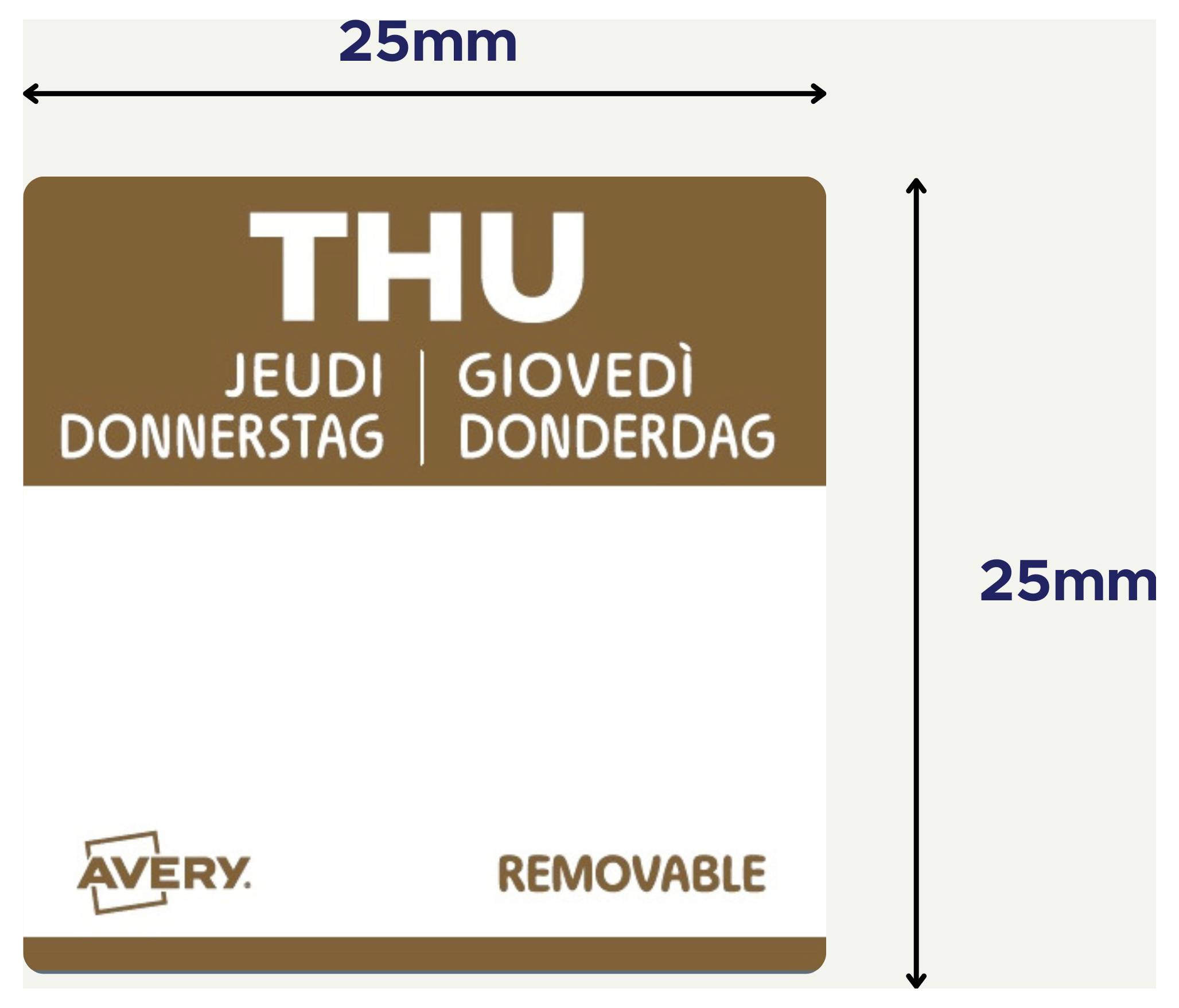 Avery-Zweckform DLSTHUREV-1000 Multifunctionele etiketten 25 x 25 mm Papier Bruin 1 stuk(s) Weer verwijderbaar Handschri-1