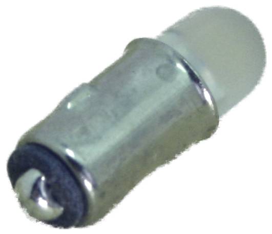 Close-up van een kleine metalen cilindrische gloeilamp of zekering met een geroosted afgerond uiteinde op een witte achtergrond.