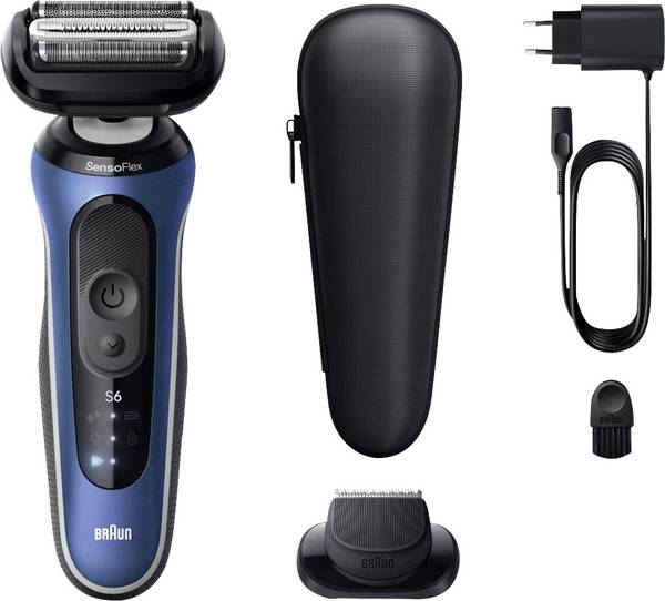 Braun 62-B1200s Series 6 Scheerapparaat Afspoelbaar Blauw