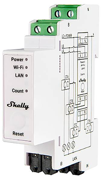 Shelly Pro 3EM 120A v2 Elektriciteitsmeter WiFi, Bluetooth Shelly-0