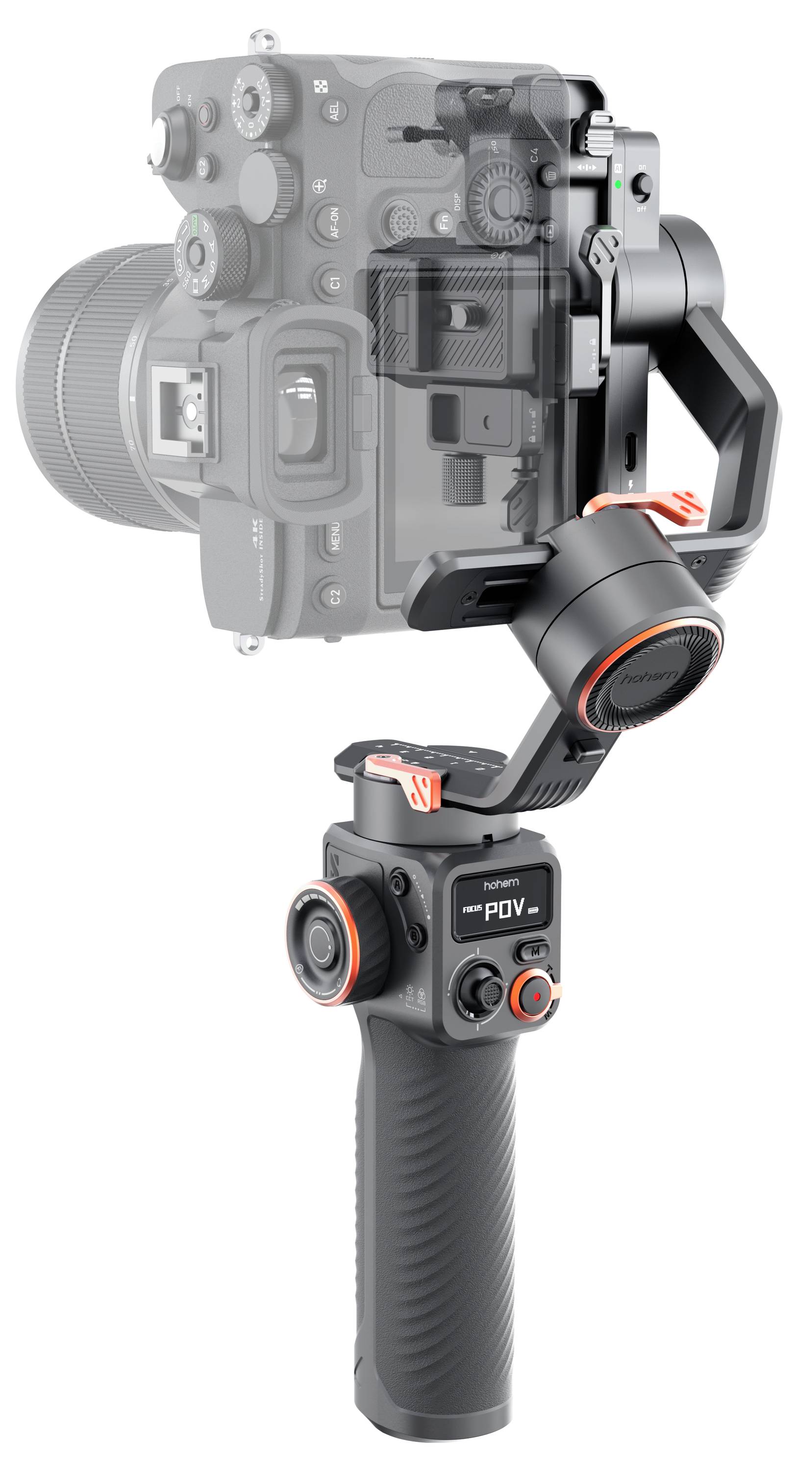 Hohem iSteady MT3 Pro AI Gimbal elektrisch Zwart Geïntegreerde accu Belastbaar tot 2.5 kg-1