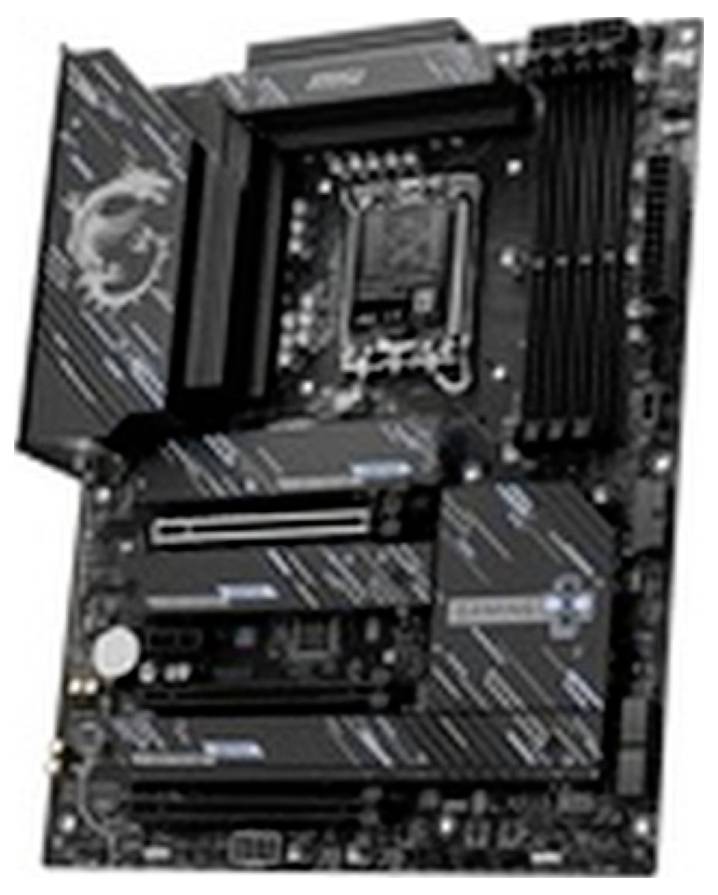 Een zwart ASUS-moederbord met AMD-branding, met zichtbare CPU-socket, RAM-slots, expansieslots en heatsinks op een witte achtergrond.