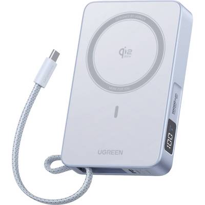 UGREEN draagbare magnetische draadloze powerbank met ingebouwde USB-C-kabel en digitaal batterijdisplay