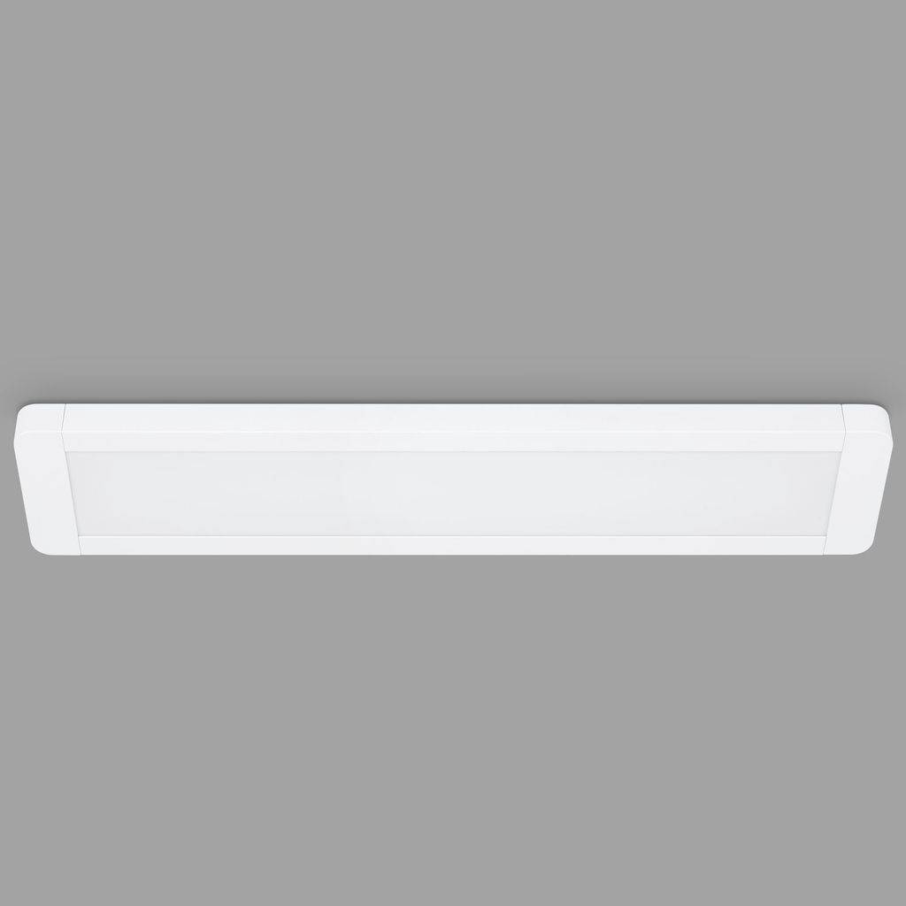 Witte aan de muur gemonteerde airconditioningunit op een grijze achtergrond.