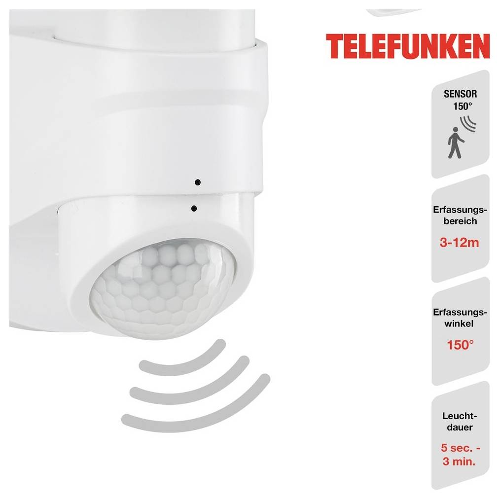 Telefunken 304606TF 304606TF LED-buitenlamp met bewegingsmelder (wand) Energielabel: F (A - G) LED LED 20 W Wit-2