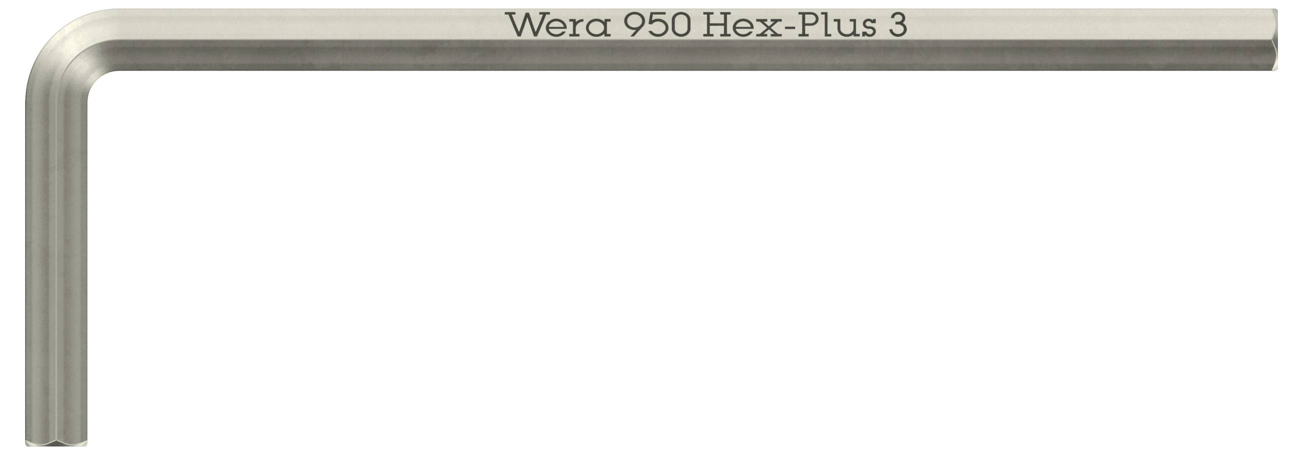 L-vormige zeskantsleutel met etiket 'Wera 950 Hex-Plus 3' voor het draaien van zeskantschroeven.