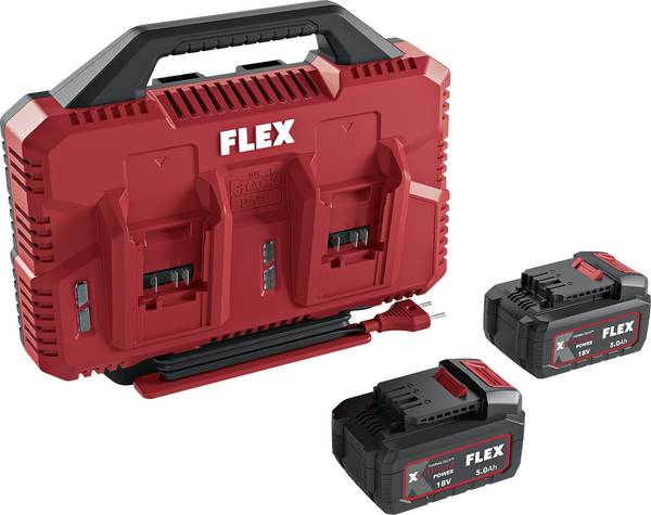 Flex 534911 Stack Pack + 2x 5 Ah Accu en acculader voor gereedschap 18 V 5 Ah