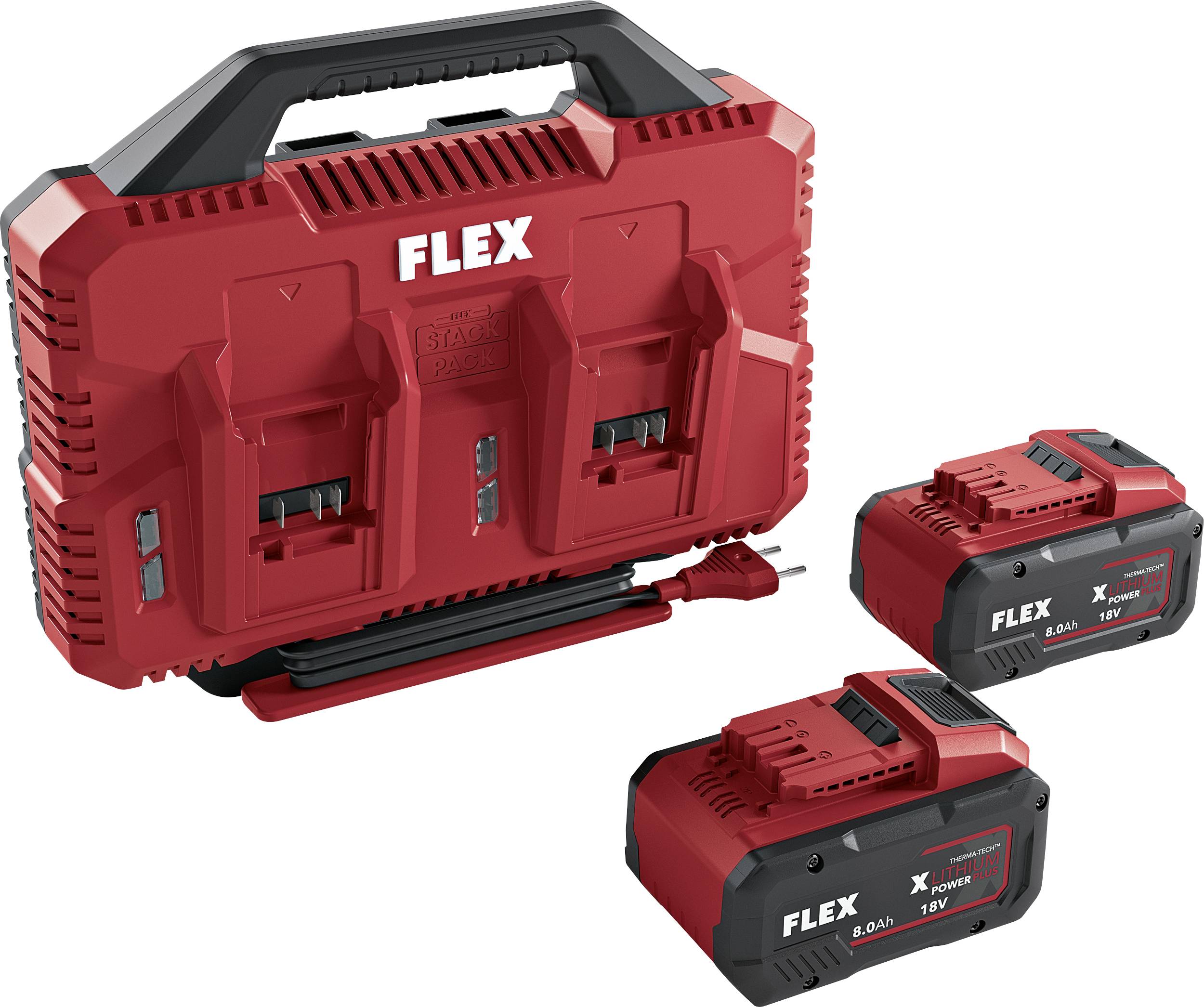 Flex 534912 Stack Pack + 2x 8 Ah Accu en acculader voor gereedschap 18 V 8 Ah