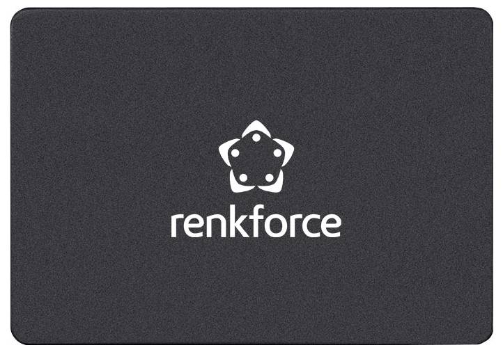 Zwart rechthoekig apparaat of pad met het 'renkforce' logo in het midden in wit.