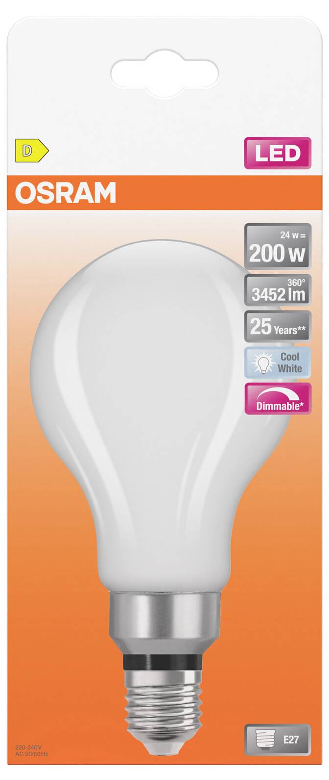 OSRAM 4099854776687 LED-lamp Energielabel D (A - G) E27 Peer 24 W Neutraalwit Dimbaar, Filament / Retro-LED 1 stuk(s)-2