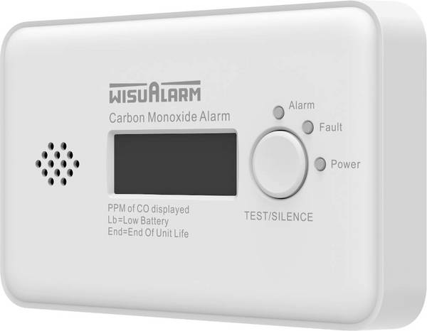 Wisualarm DHI-HY-GC20C Kooldioxidemelder  Koppelbaar werkt op batterijen Detectie van Koolmonoxide