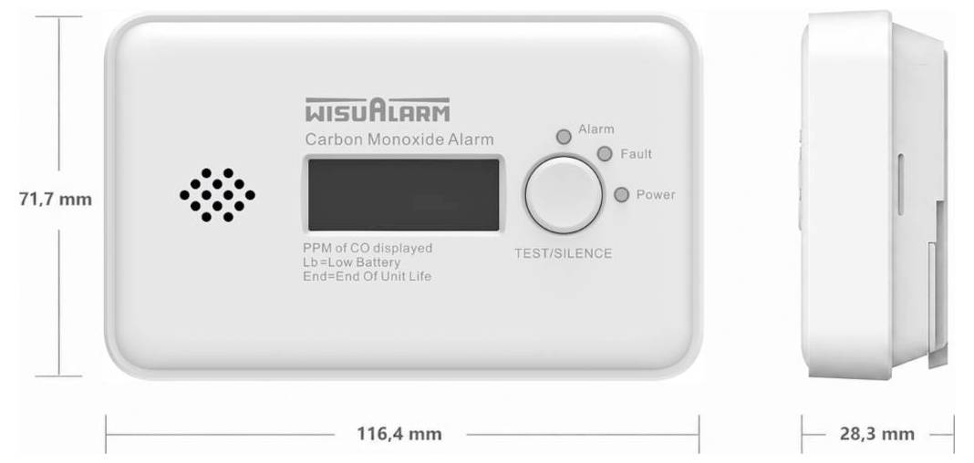 Wisualarm DHI-HY-GC20C Kooldioxidemelder Koppelbaar werkt op batterijen Detectie van Koolmonoxide-4
