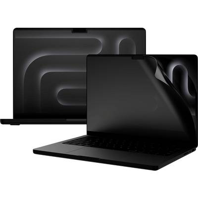 Twee zwarte laptops die elkaar overlappen, één open aan de voorkant en één gesloten erachter, weergegeven op een witte achtergrond.