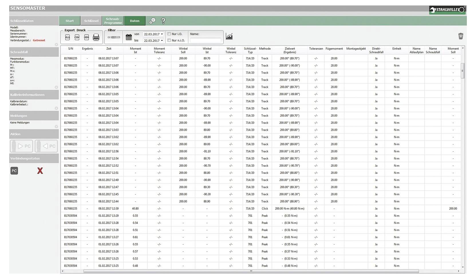 Web-gebaseerd orderbeheeringsscherm met een grote doorzoekbare tabel met records, filters, werkbalkacties en statuskolommen.