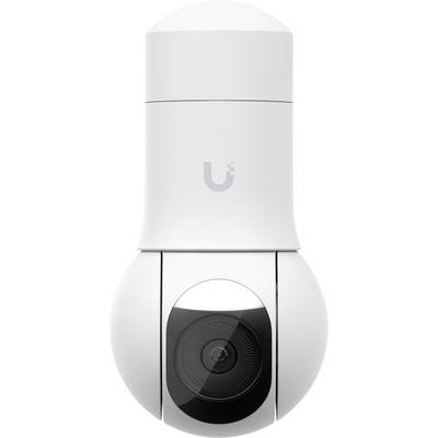 Witte koepelbeveiliging camera met een zwarte lensmodule gecentreerd in het onderste gedeelte, weergegeven op een effen achtergrond.