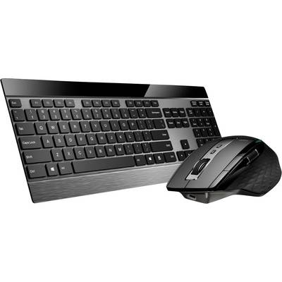 Draadloos toetsenbord en ergonomische muis set op een witte achtergrond.