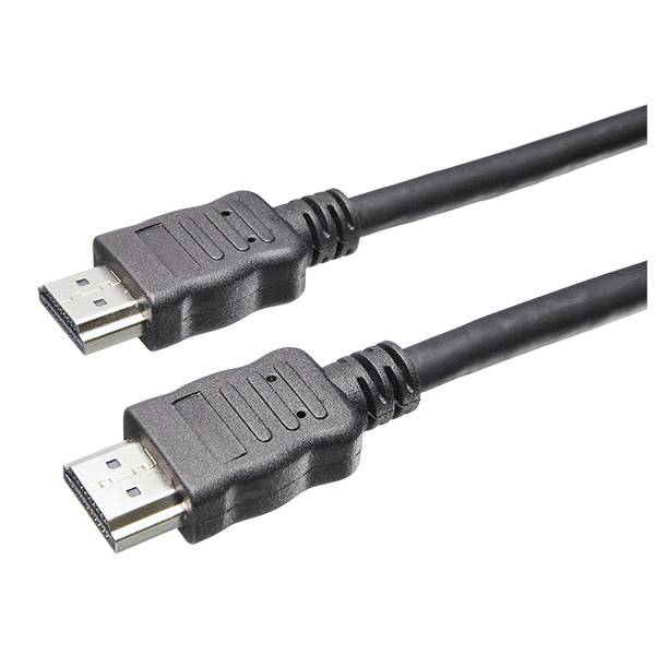 Twee zwarte HDMI-kabels met mannelijke connectoren op een witte achtergrond.