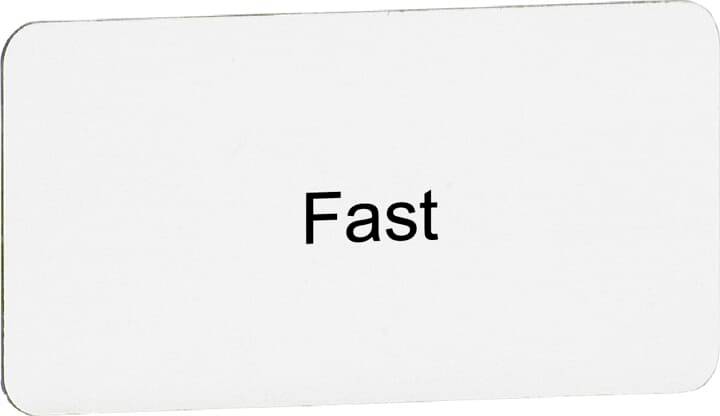 Een witte afgeronde rechthoek met het label 'Snel' in zwarte tekst.