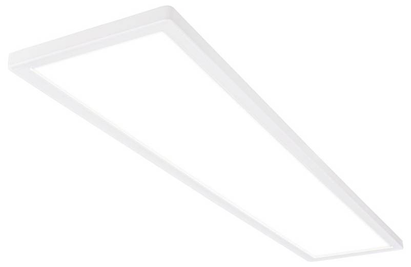 Slim rechthoekige LED-plafondlichtpaneel op een witte achtergrond