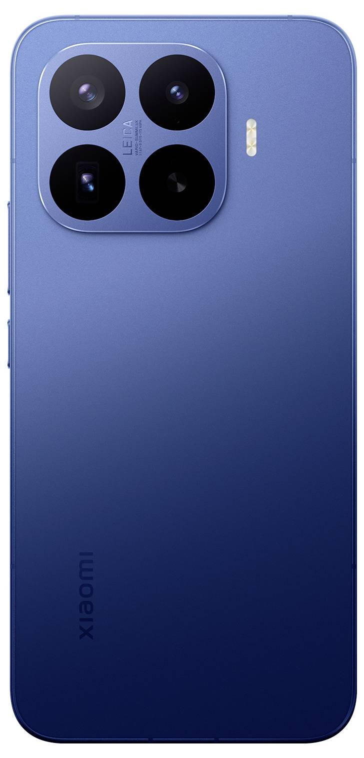 Achteraanzicht van een blauwe Xiaomi-smartphone met een vierkante quad-camera-module en flitser linksboven.