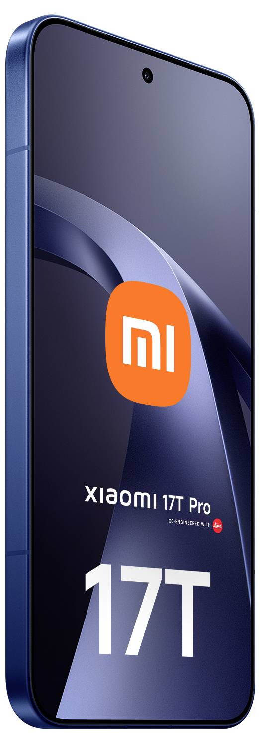 Xiaomi 17T Pro smartphone van voren getoond met het display aan, met het Xiaomi-logo en '17T Pro' tekst.