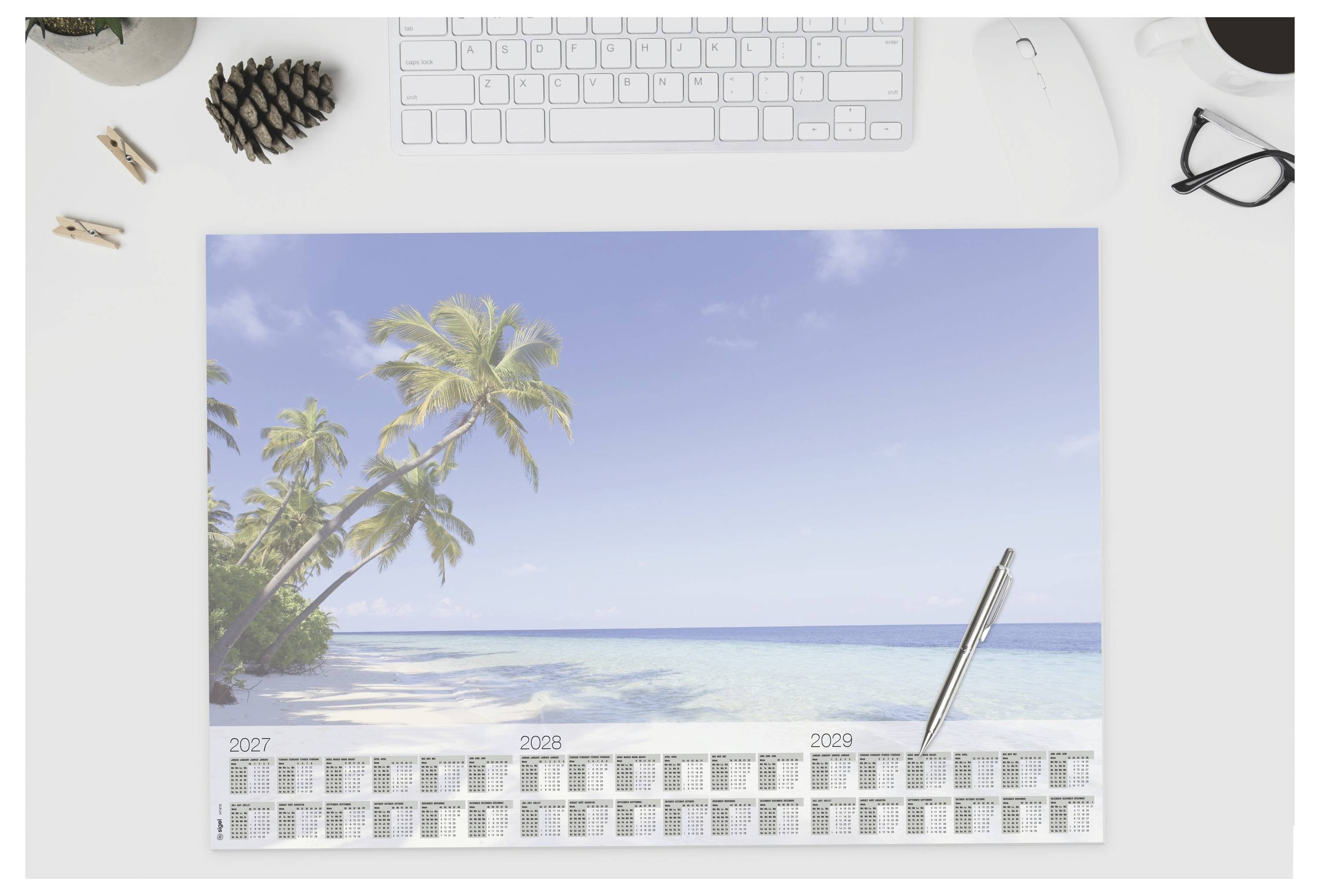 Sigel H7470 Bureau onderlegger 3-jaarskalender 2027, 2028, 2029 (b x h) 59.5 cm x 41 cm 30 vellen 1 stuk(s) H7470-3