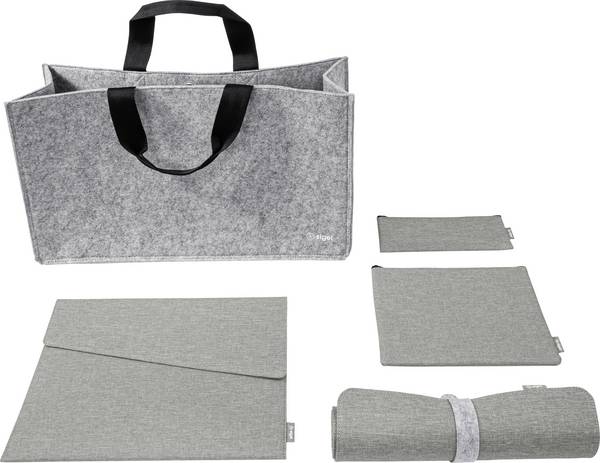 Sigel Bundle | Desk Sharing Bag L | Notebook Case | Organizer Set | Desk Mat Tas voor accessoires Geschikt voor max. (laptop): 39,6 cm (15,6")  Lichtgrijs