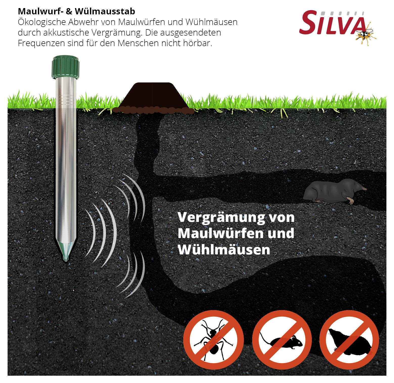 Silva 25132 Woelmuisverschrikker Trillingen Groen, Zilver 1 stuk(s)-3
