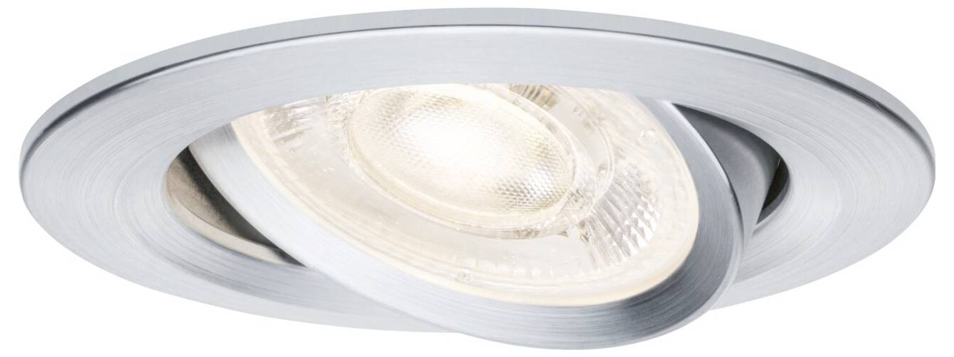 Inbouwspot voor het plafond in geborsteld zilver met een centrale gloeilamp.
