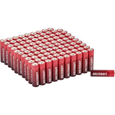 Rijen rode VULTCRAFT-batterijen gerangschikt in een groot rechthoekig pakket, met één batterij afzonderlijk aan de rechterkant liggend.