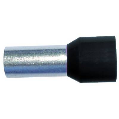 Close-up van een zilveren cilindrische metalen staaf met een zwarte taps toelopende greep of dop op het rechtereinde.