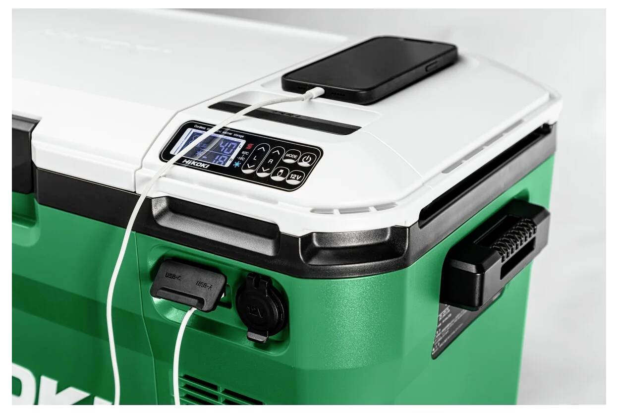HiKOKI Accukoelbox en -verwarmingsbox Energielabel: E (A - G) Compressor 12 V, 24 V Groen, Wit 25 l -18 °C-8