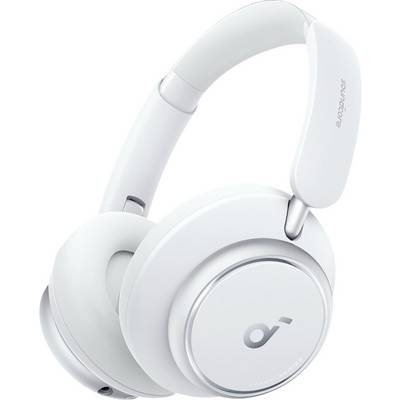 Witte Anker Soundcore over-ear koptelefoon met gevoerd hoofdband en ronde oorkussens op een eenvoudige achtergrond