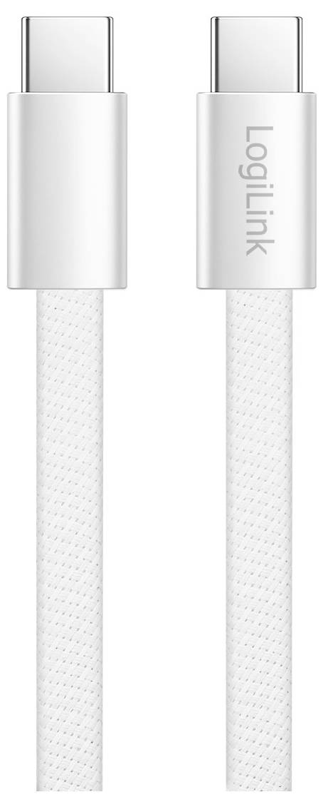 LogiLink CU0445 USB-C-kabel USB 2.0 USB-C stekker 1 m Wit Stekker past op beide manieren, Platte uitvoering-1