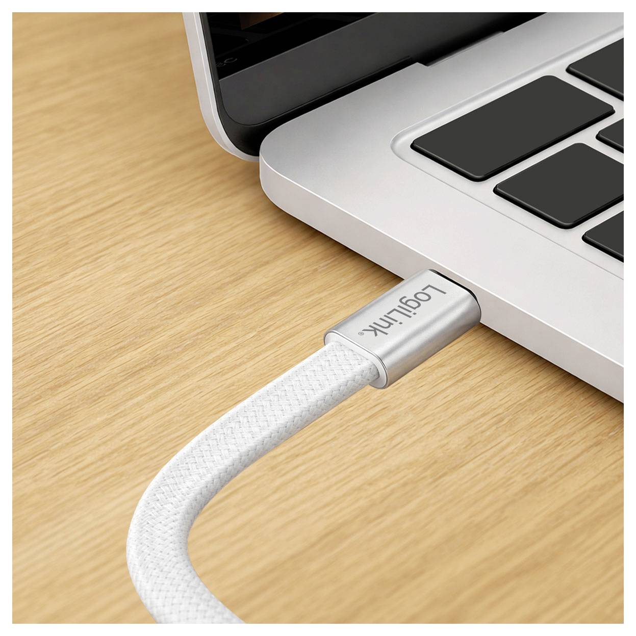 LogiLink CU0445 USB-C-kabel USB 2.0 USB-C stekker 1 m Wit Stekker past op beide manieren, Platte uitvoering-5