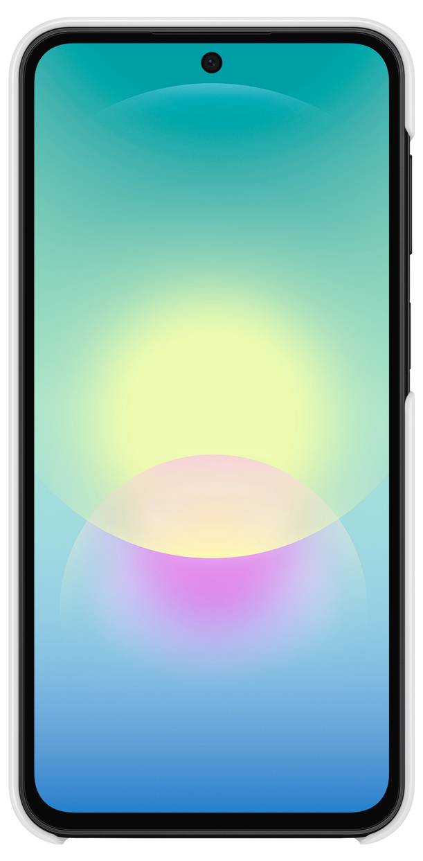 Vooraanzicht van een smartphone met een tealgradatie naar blauwe achtergrond en overlappende pastelkleuren cirkels; geen app-pictogrammen of tekst zichtbaar.