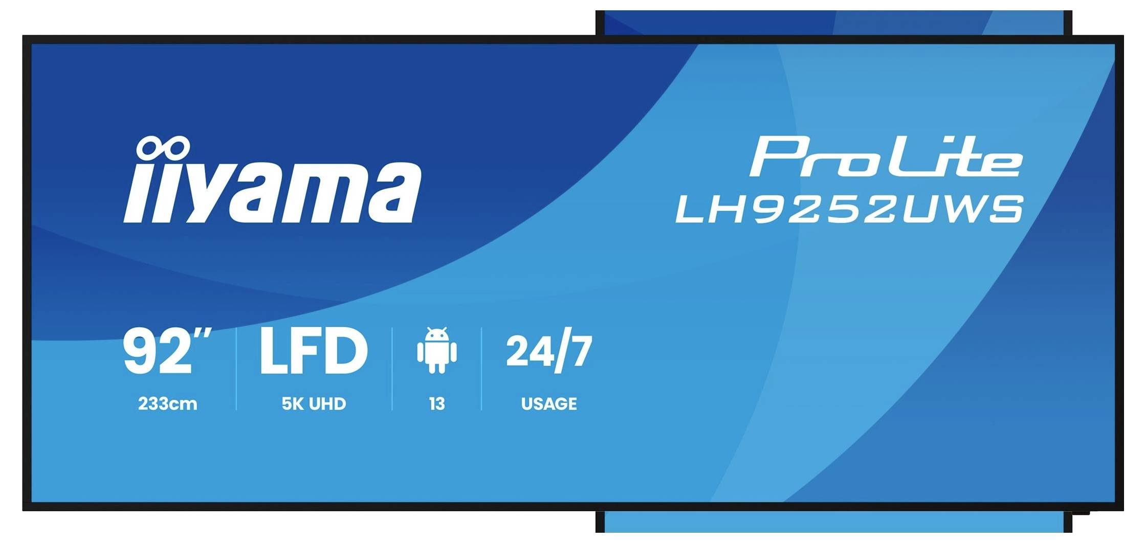 iiyama ProLite LH9252UWS 92-inch LCD-scherm, 5K UHD, Android 13, 24/7 gebruiksondersteuning.